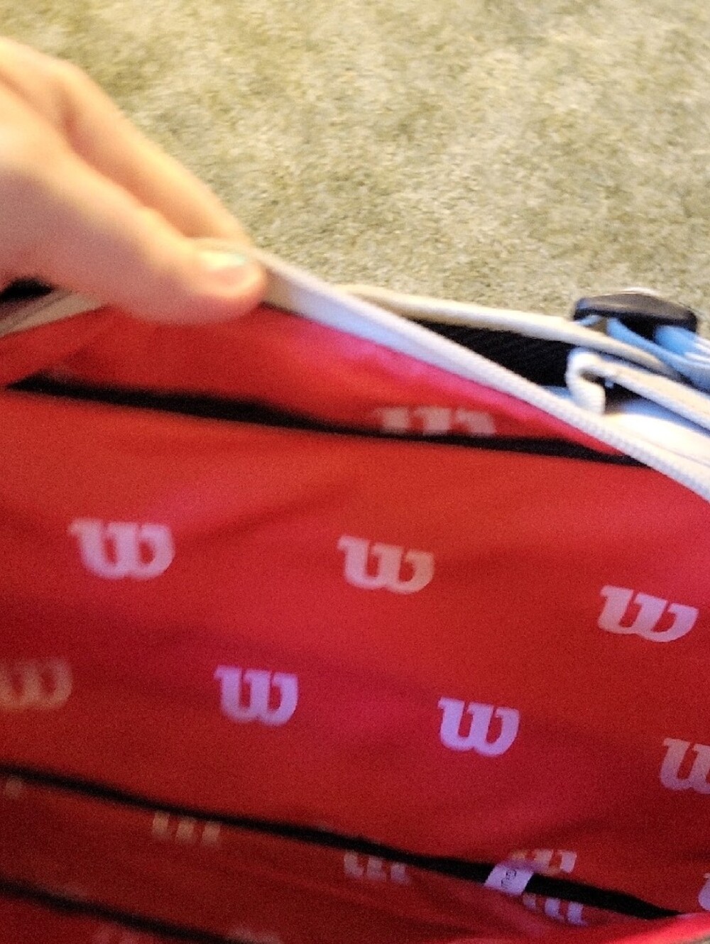 Wilson Light Gray Duffel Bag with Red Stripe - Picture 7 of 12